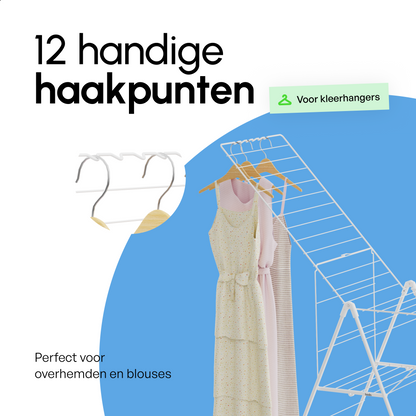 Bodo® Inklapbaar Droogrek met Zijvleugels - 27m Drooglengte - Wit