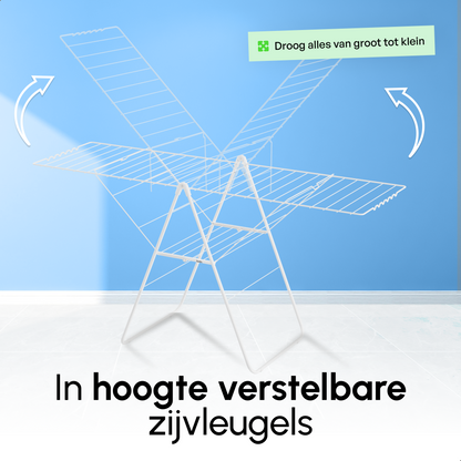 Bodo® Inklapbaar Droogrek met Zijvleugels - 27m Drooglengte - Wit