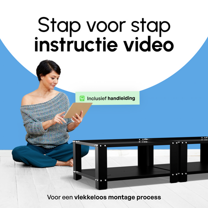 Bodo® - Wasmachine Verhoger - Dubbele Wasmachine Verhoger Met Legplank - Wasmachine opbouwmeubel - Wasmachine Sokkel - Universeel - Zwart