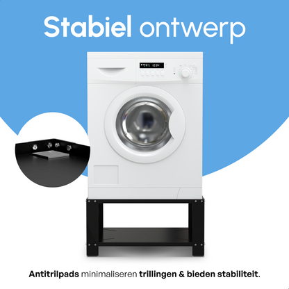Bodo® - Wasmachine Verhoger - Wasmachine opbouwmeubel - Wasmachine verhoger met Legplank - Wasmachine Sokkel - Universeel - Zwart