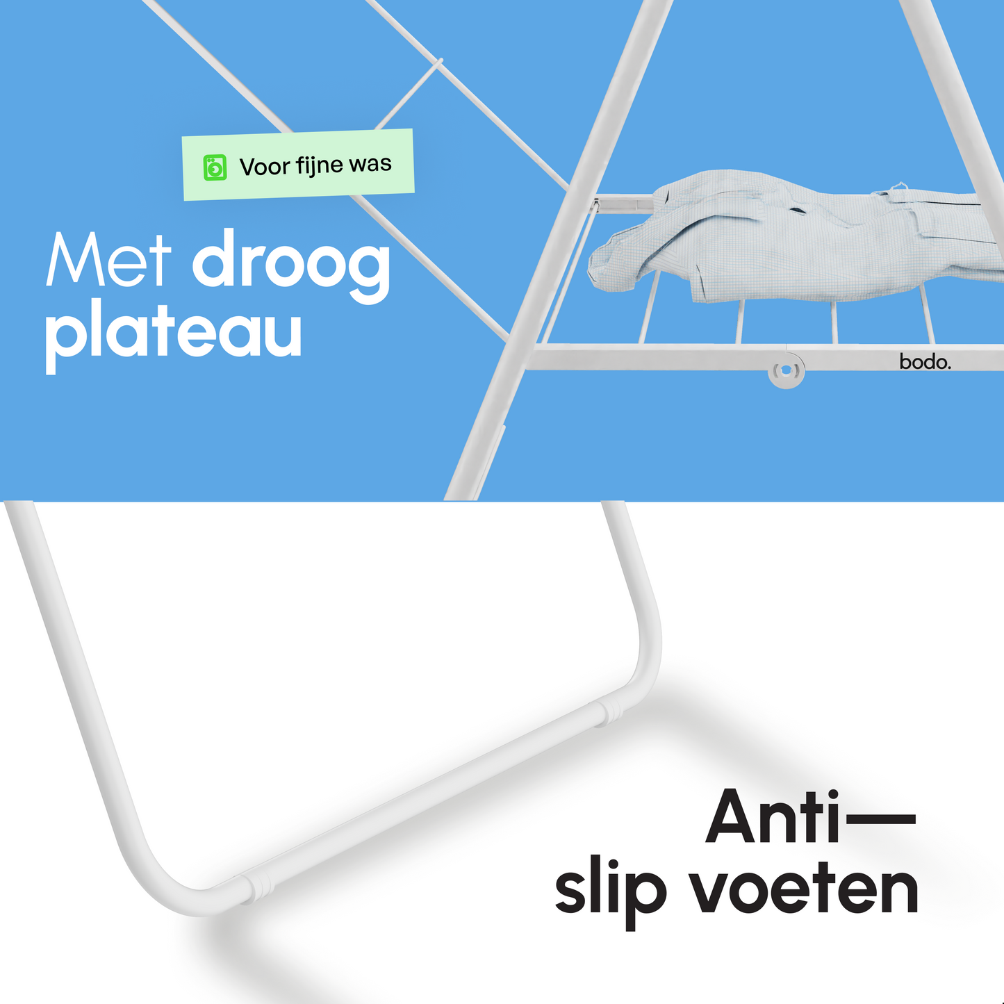 Bodo® Inklapbaar Droogrek met Zijvleugels - 27m Drooglengte - Wit