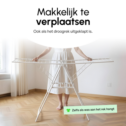 Bodo® Inklapbaar Droogrek met Zijvleugels - 27m Drooglengte - Wit