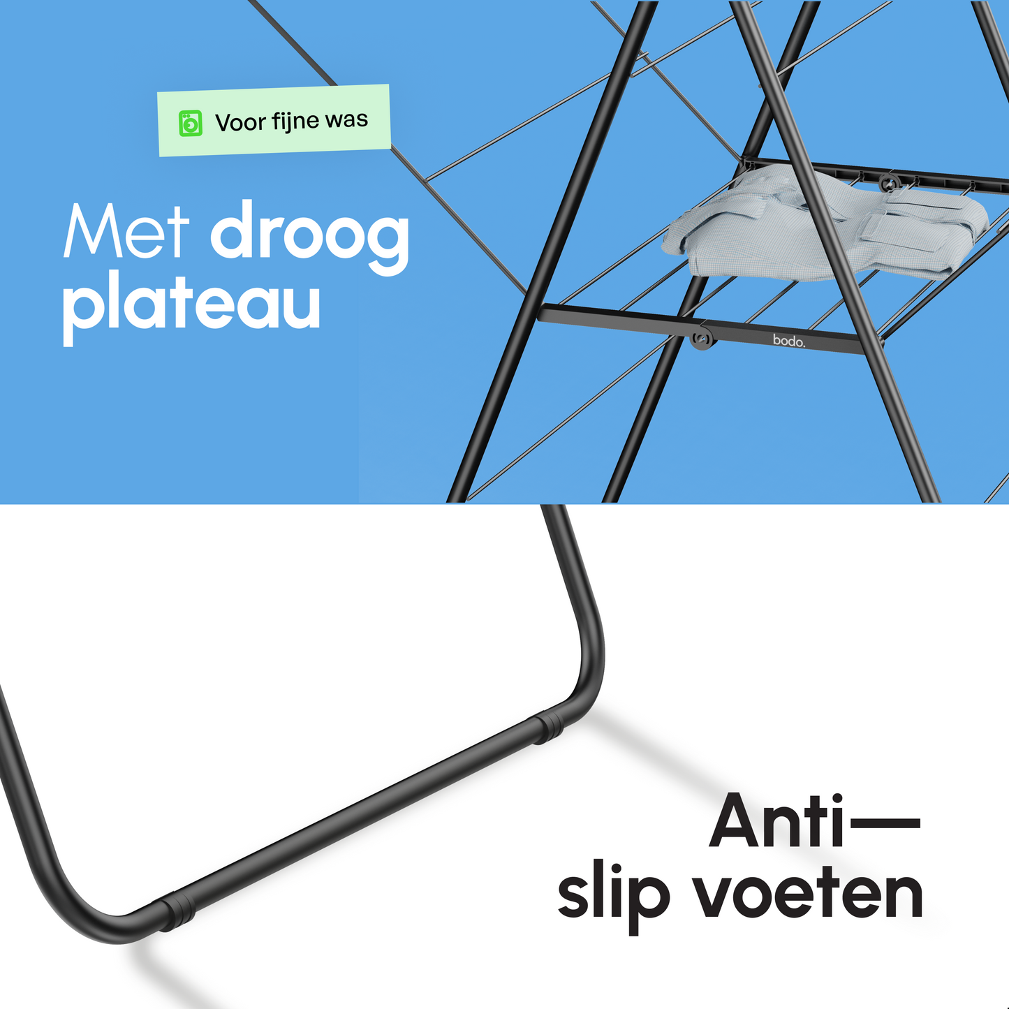 Bodo® Inklapbaar Droogrek met Zijvleugels - 27m Drooglengte - Zwart