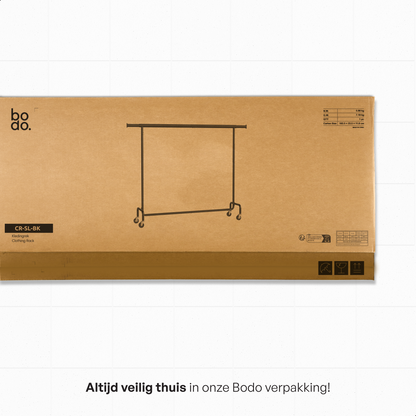Kledingrek op Wieltjes – Extra Breed – Stalen Kledingstang – Zwart – Bodo