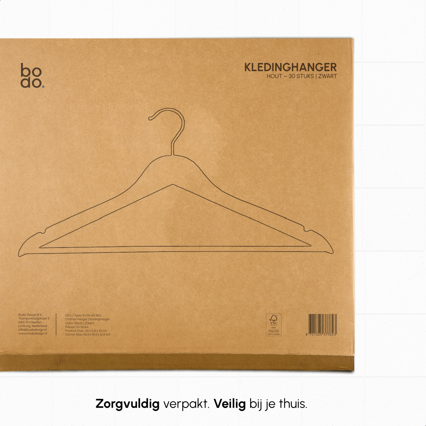 Kledinghangers - 30 stuks - Zwart - Bodo