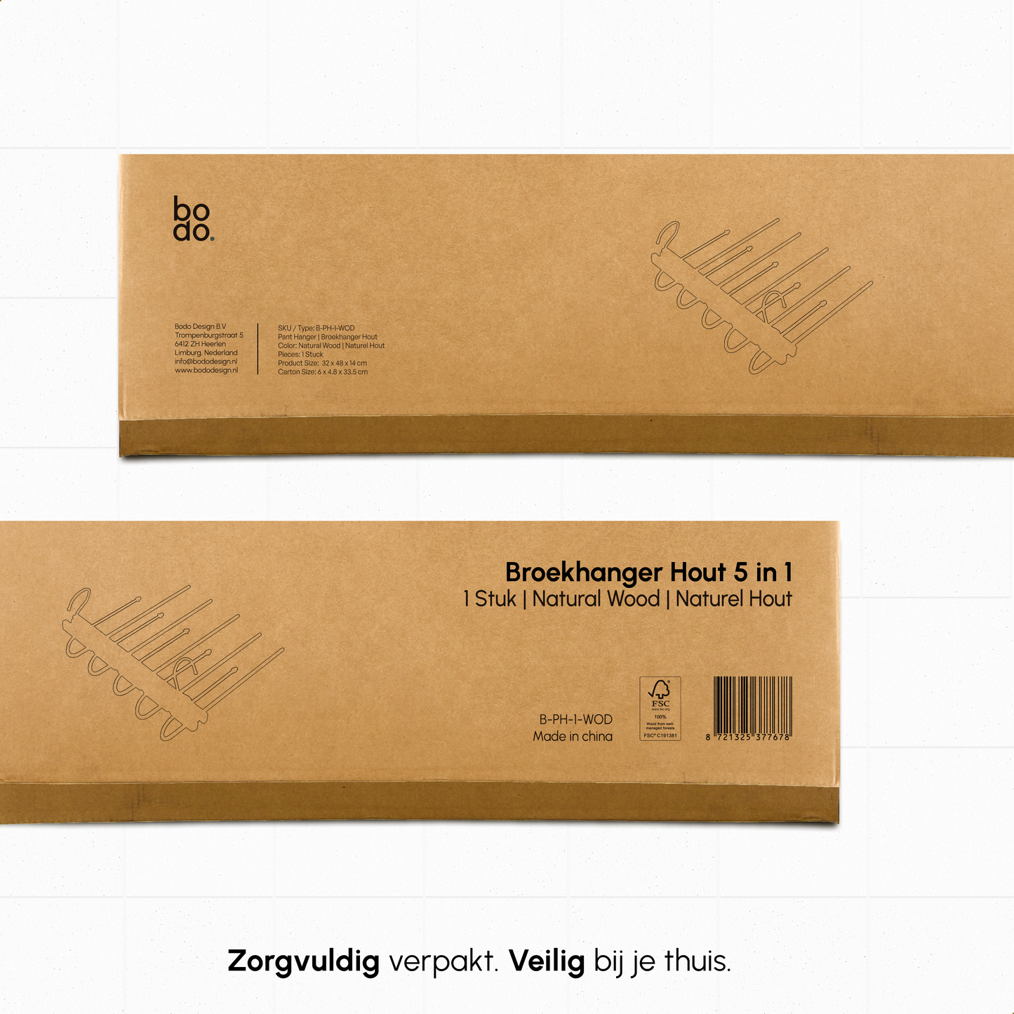 Broekhanger - 2 stuk - Hout- Bodo