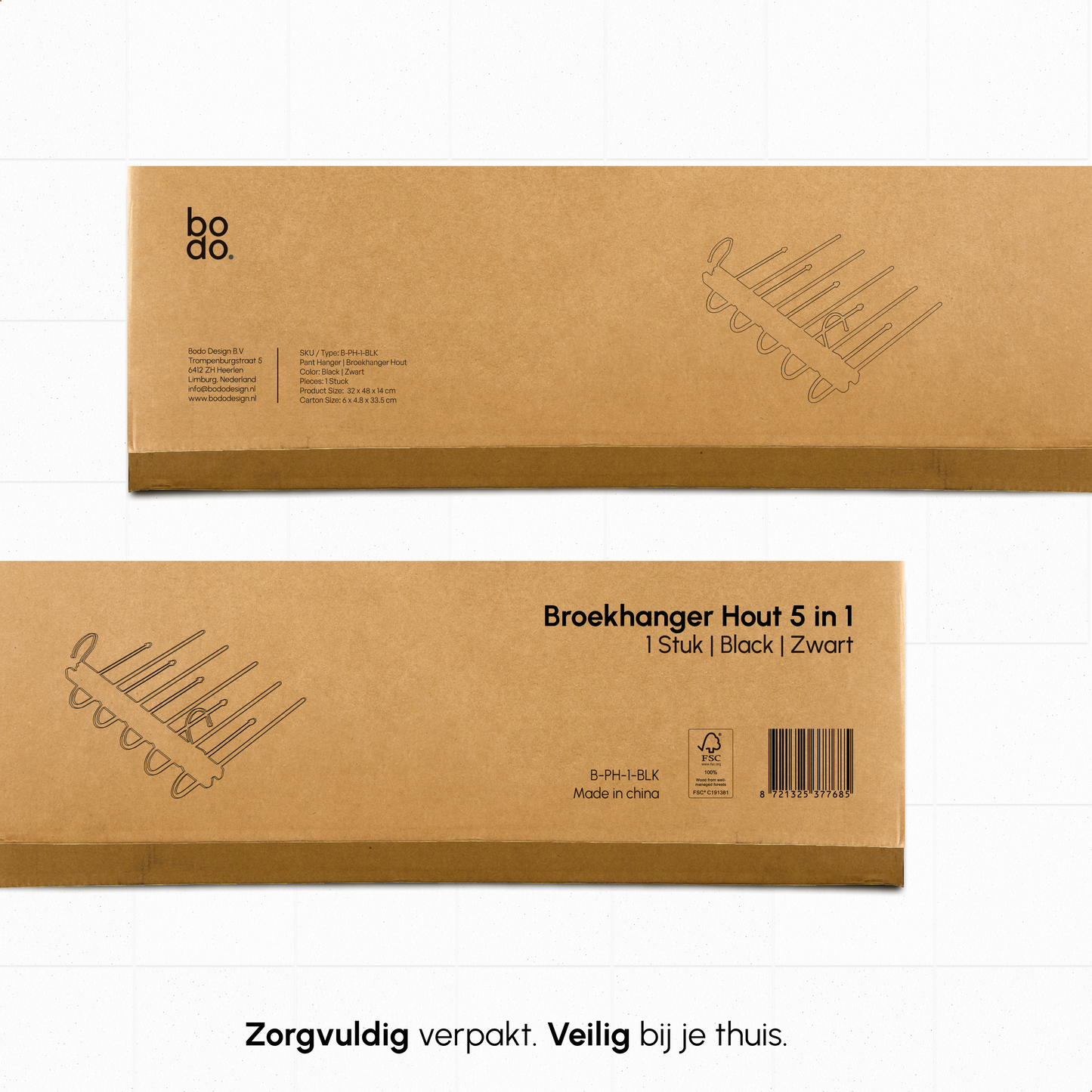 Broekhanger - 2 stuk - Zwart - Bodo