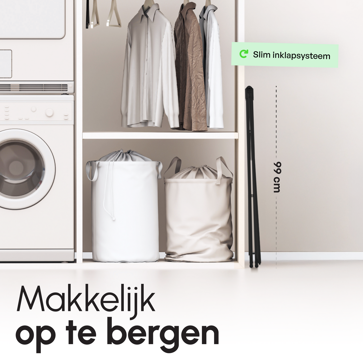 Wasrek - Droogrek Inklapbaar - 28 meter drooglengte - Zwart – Bodo