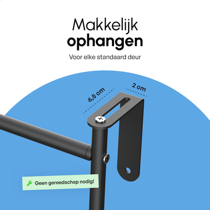 Bodo® Droogrek Hangend - 10m - Ophangbaar aan Deur of Wand - Zwart