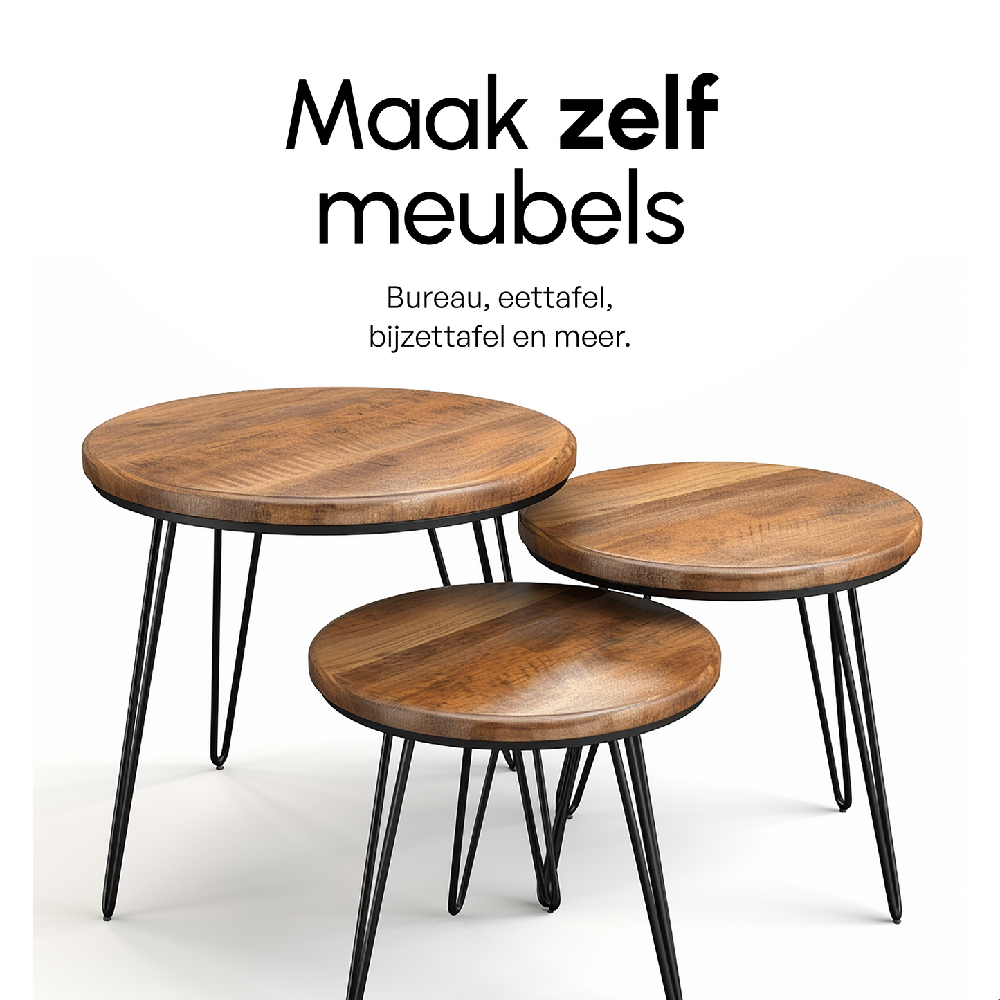 Bodo® Industriële Hairpin tafelpoten set 4 stuks – 45 cm – Zwart