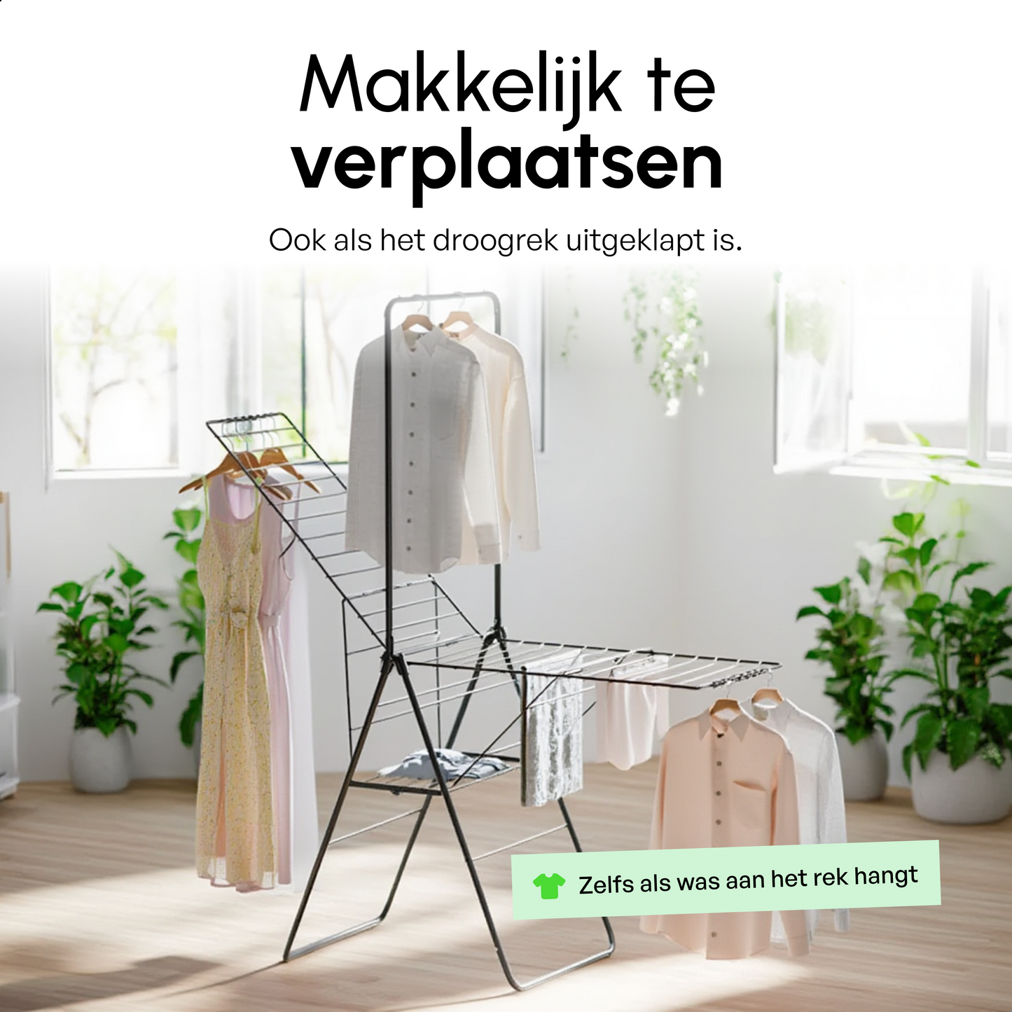 Wasrek - Droogrek Inklapbaar - 28 meter drooglengte - Zwart – Bodo