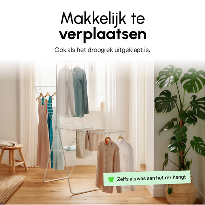 Wasrek - Droogrek Inklapbaar - 28 meter drooglengte - Wit – Bodo