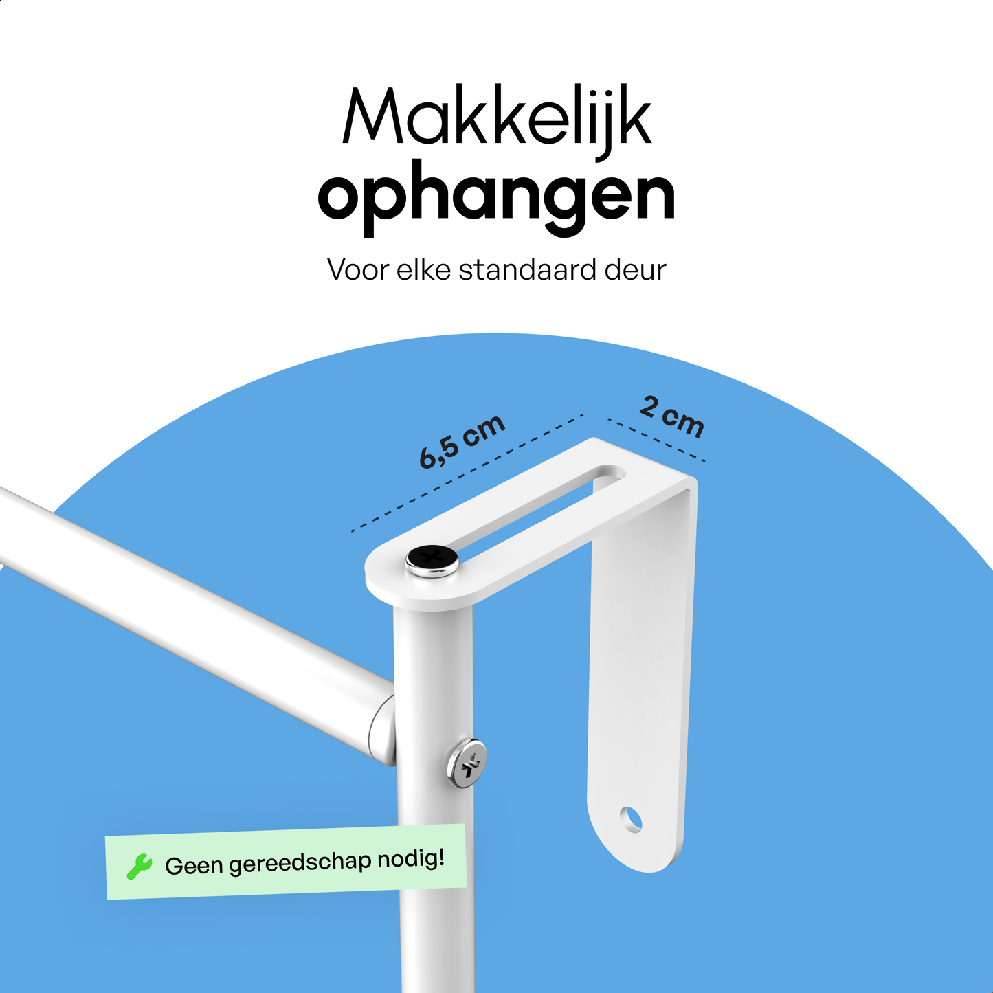 Bodo® Droogrek Hangend - 10m - Ophangbaar aan Deur of Wand - Wit