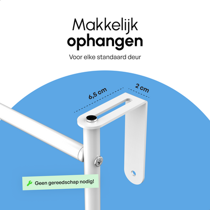 Bodo® Droogrek Hangend - 10m - Ophangbaar aan Deur of Wand - Wit