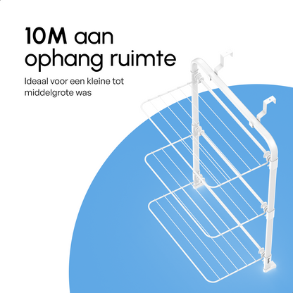 Bodo® Droogrek Hangend - 10m - Ophangbaar aan Deur of Wand - Wit