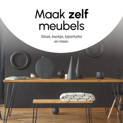 Bodo® Industriële Hairpin tafelpoten set 4 stuks – 45 cm – Zwart
