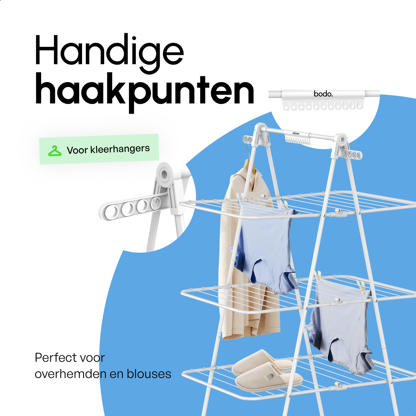 Bodo® Inklapbare Droogtoren – Staand Wasrek met 3 Niveaus - Wit