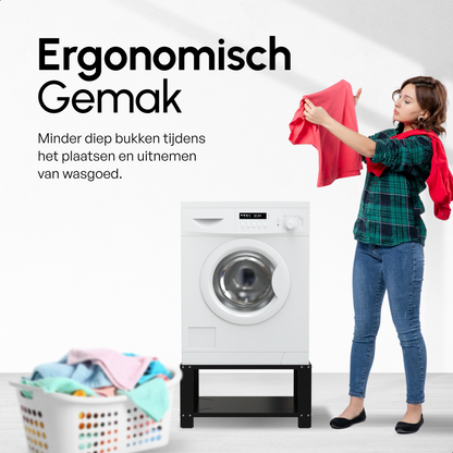 Bodo® - Wasmachine Verhoger - Wasmachine opbouwmeubel - Wasmachine verhoger met Legplank - Wasmachine Sokkel - Universeel - Zwart