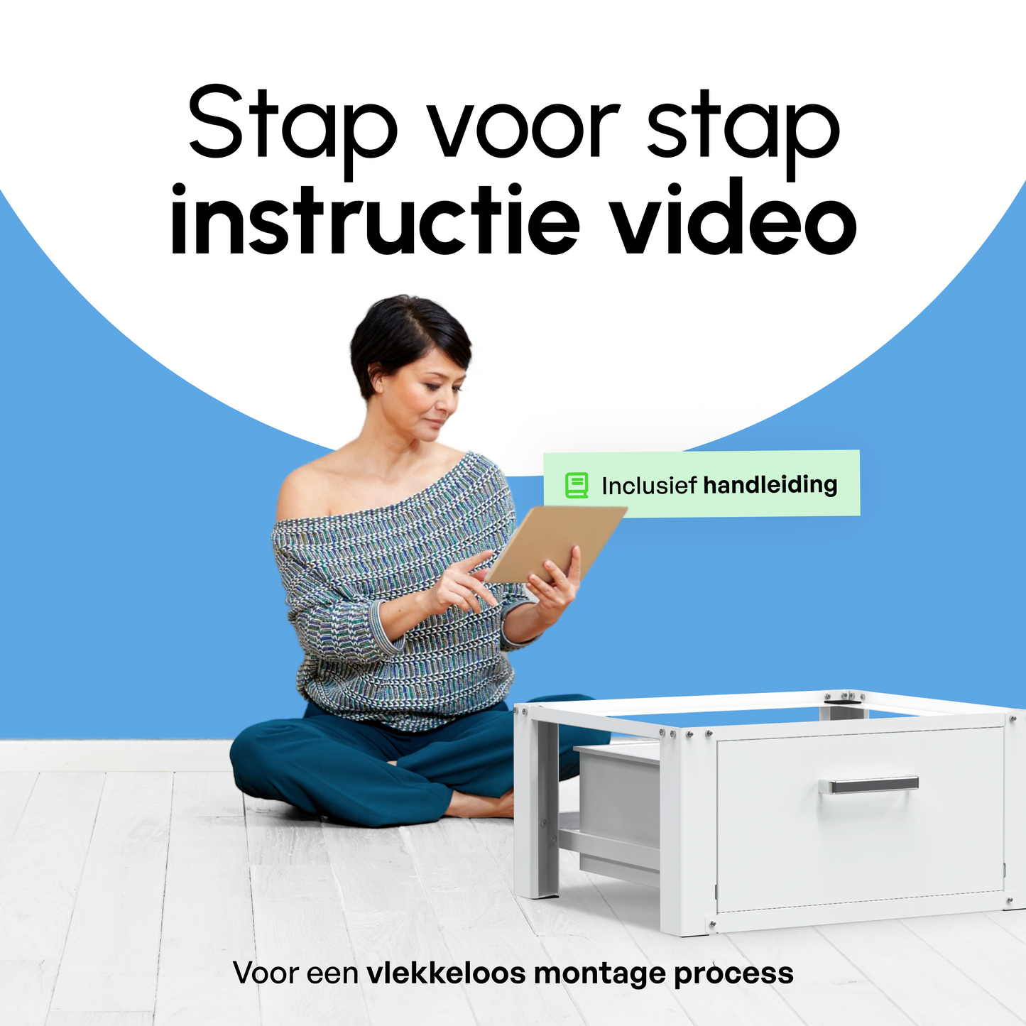 Bodo® - Wasmachine Verhoger Met Opberglade - Wit - Beschadigd/getourneerd