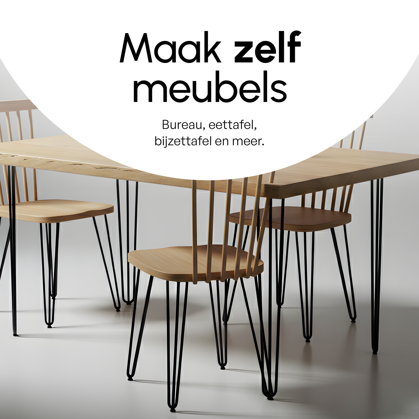 Bodo® Industriële Hairpin tafelpoten set 4 stuks – 45 cm – Zwart