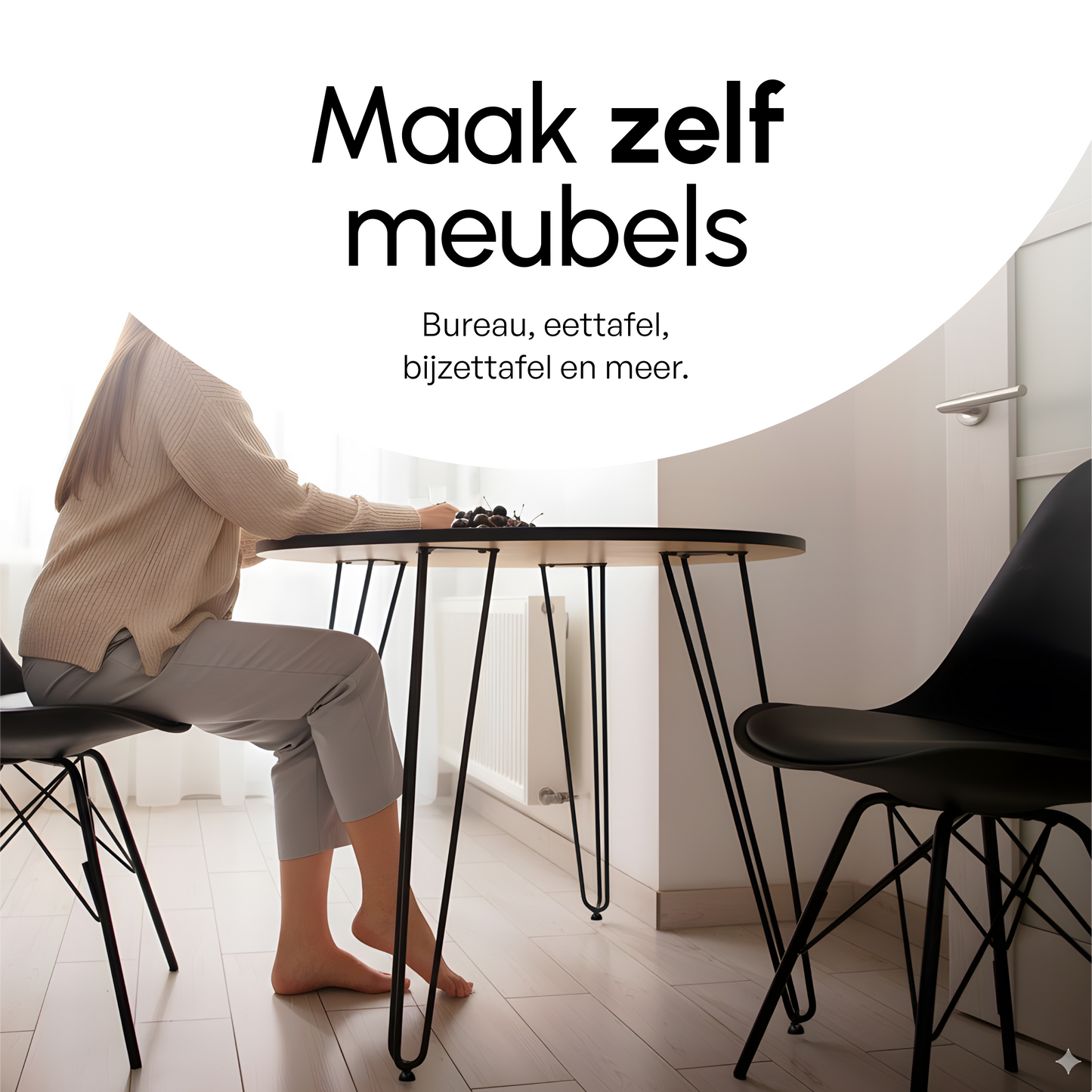 Bodo® Industriële Hairpin tafelpoten set 4 stuks – 86 cm – Zwart