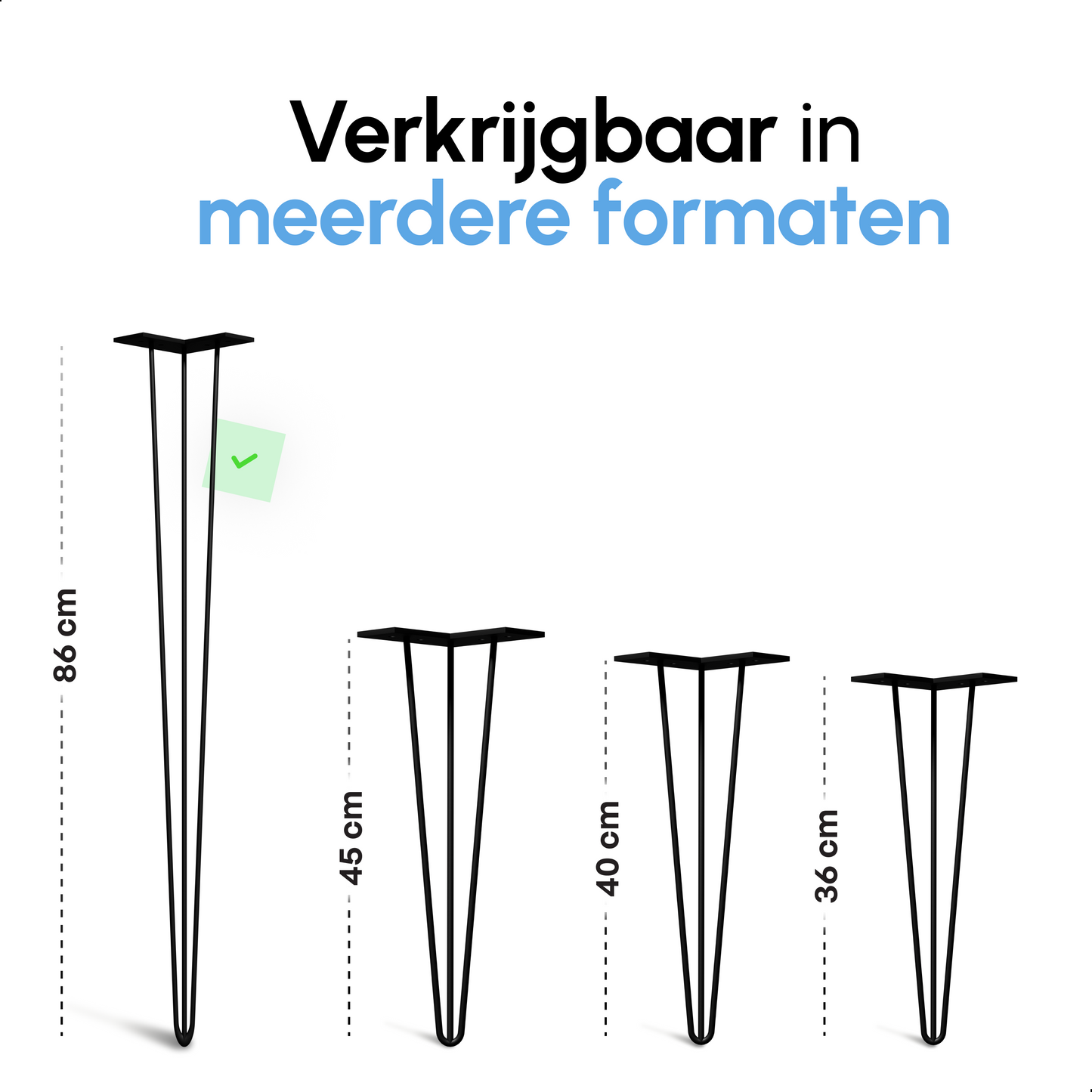 Bodo® Industriële Hairpin tafelpoten set 4 stuks – 86 cm – Zwart