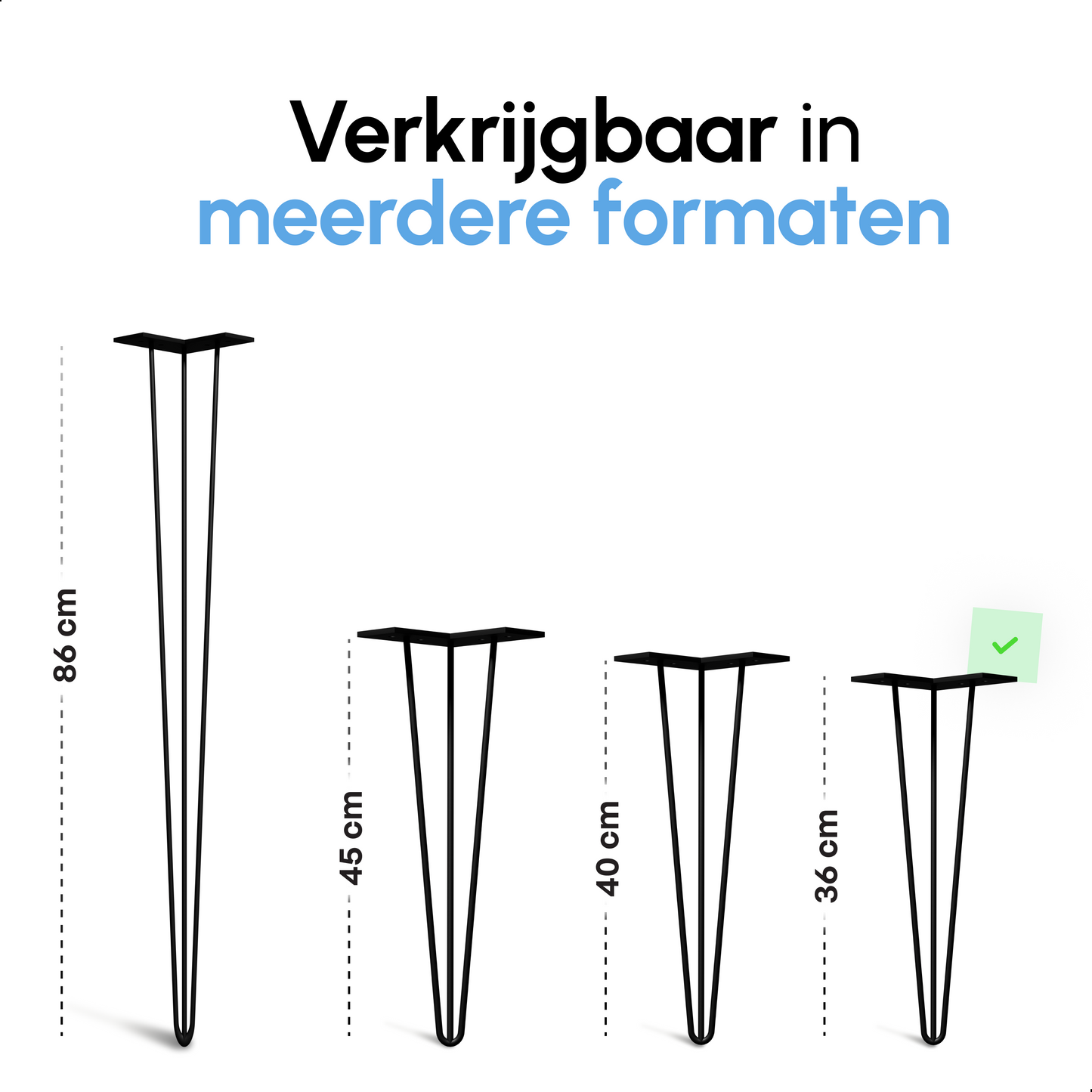 Bodo® Industriële Hairpin tafelpoten set 4 stuks – 36 cm – Zwart