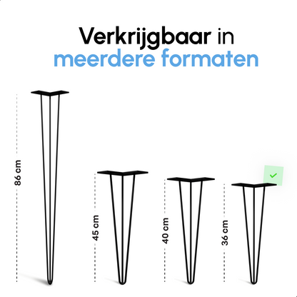 Bodo® Industriële Hairpin tafelpoten set 4 stuks – 36 cm – Zwart