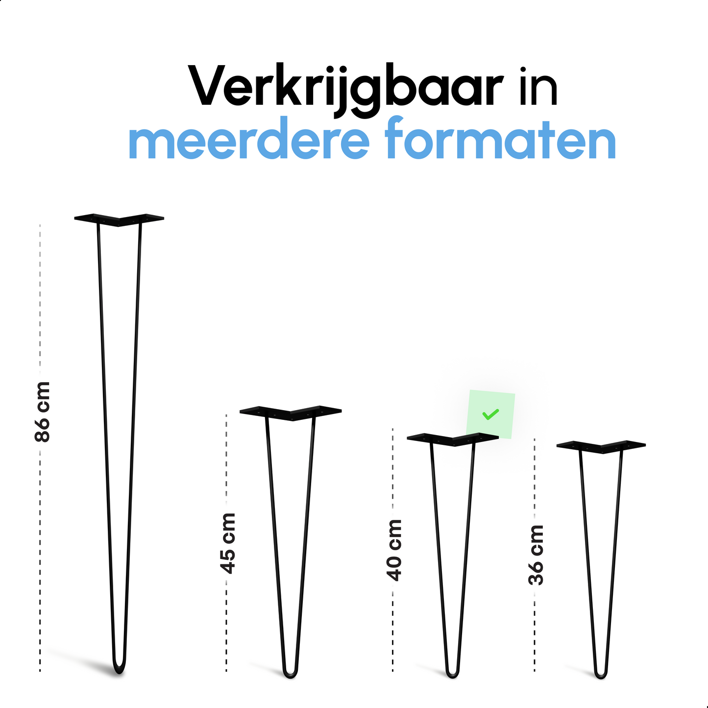 Bodo® Industriële Hairpin tafelpoten set 4 stuks – 40 cm – Zwart