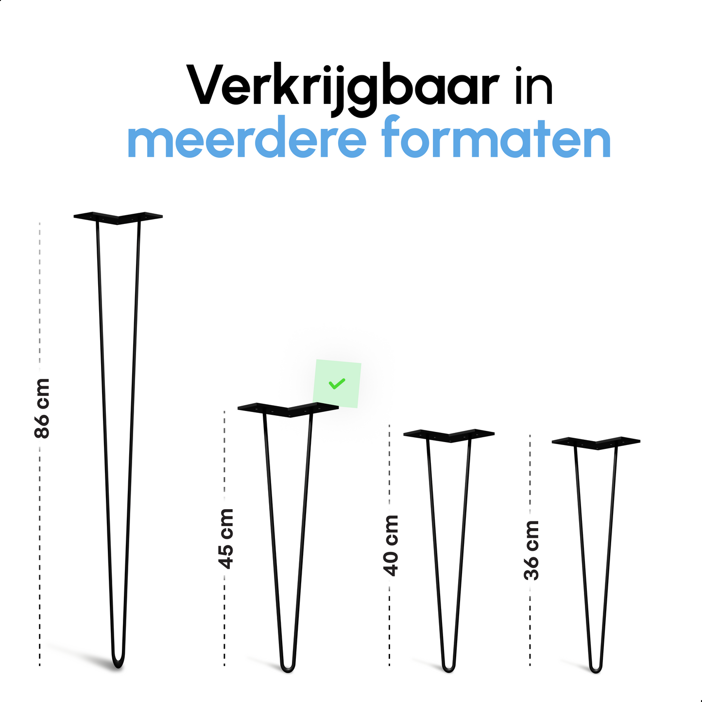 Bodo® Industriële Hairpin tafelpoten set 4 stuks – 45 cm – Zwart