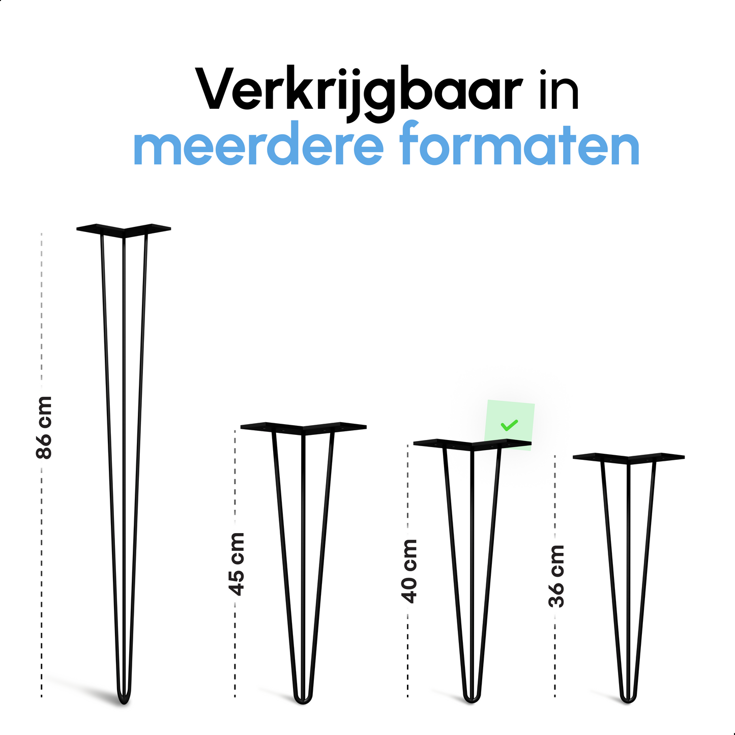 Bodo® Industriële Hairpin tafelpoten set 4 stuks – 40 cm – Zwart