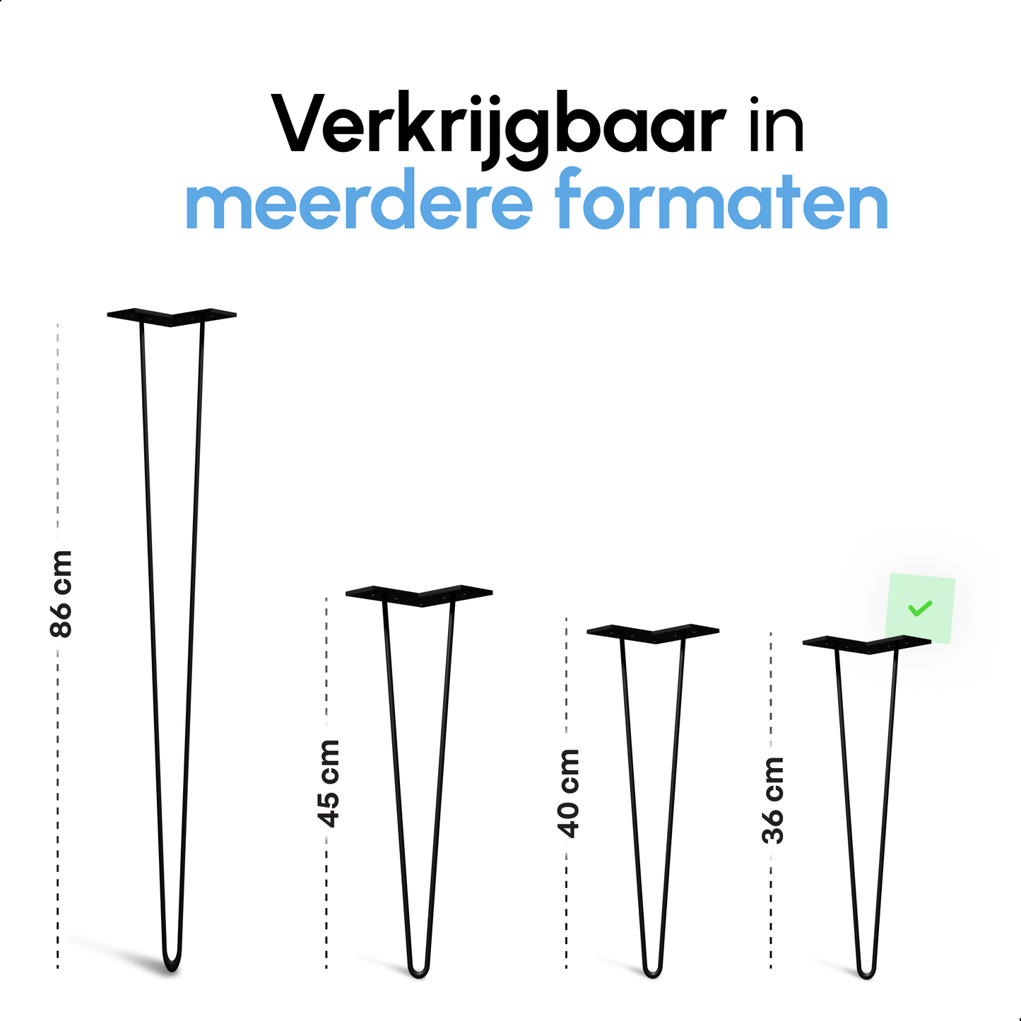 Bodo® Industriële Hairpin tafelpoten set 4 stuks – 36 cm – Zwart
