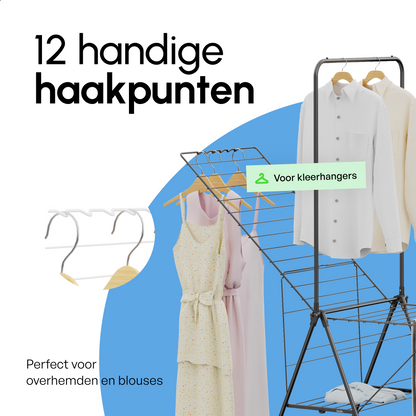 Wasrek - Droogrek Inklapbaar - 28 meter drooglengte - Zwart – Bodo