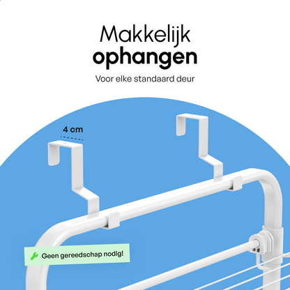 Bodo® Droogrek Hangend - 10m - Ophangbaar aan Deur of Wand - Wit