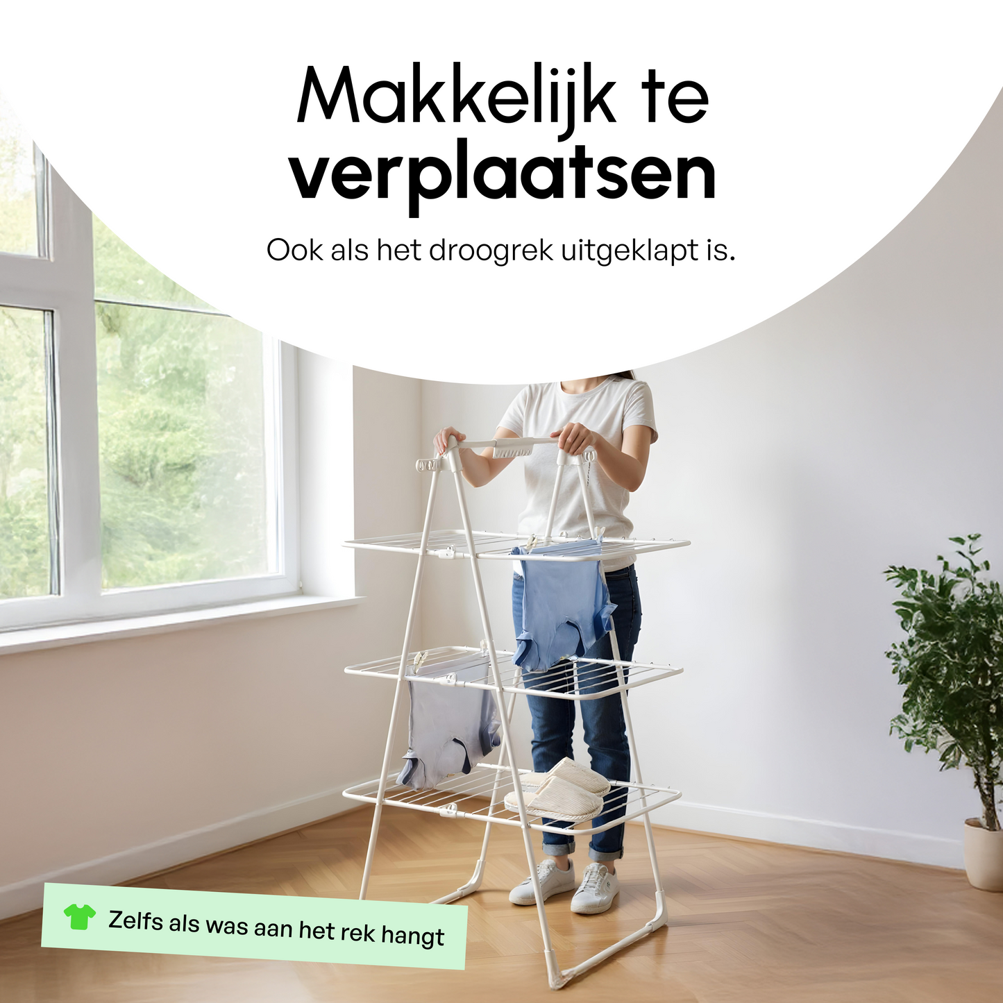 Bodo® Inklapbare Droogtoren – Staand Wasrek met 3 Niveaus - Wit