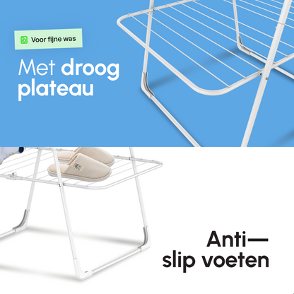 Bodo® Inklapbare Droogtoren – Staand Wasrek met 3 Niveaus - Wit