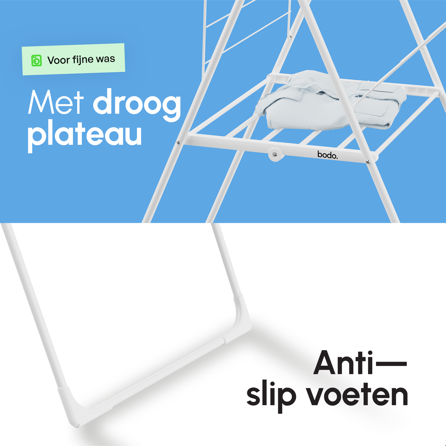 Bodo® Inklapbaar Droogrek met Zijvleugels - 24m Drooglengte - Wit
