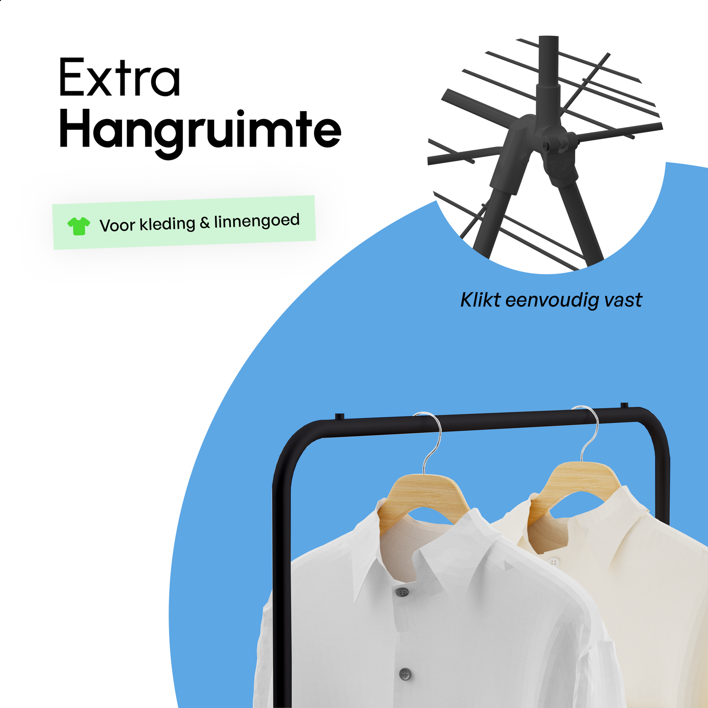 Wasrek - Droogrek Inklapbaar - 28 meter drooglengte - Zwart – Bodo