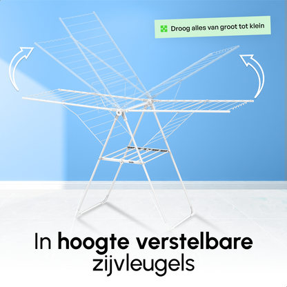 Bodo® Inklapbaar Droogrek met Zijvleugels - 24m Drooglengte - Wit