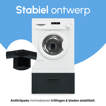 Bodo® - Wasmachine Verhoger Met Opberglade - Zwart - Beschadigd/geretourneerd