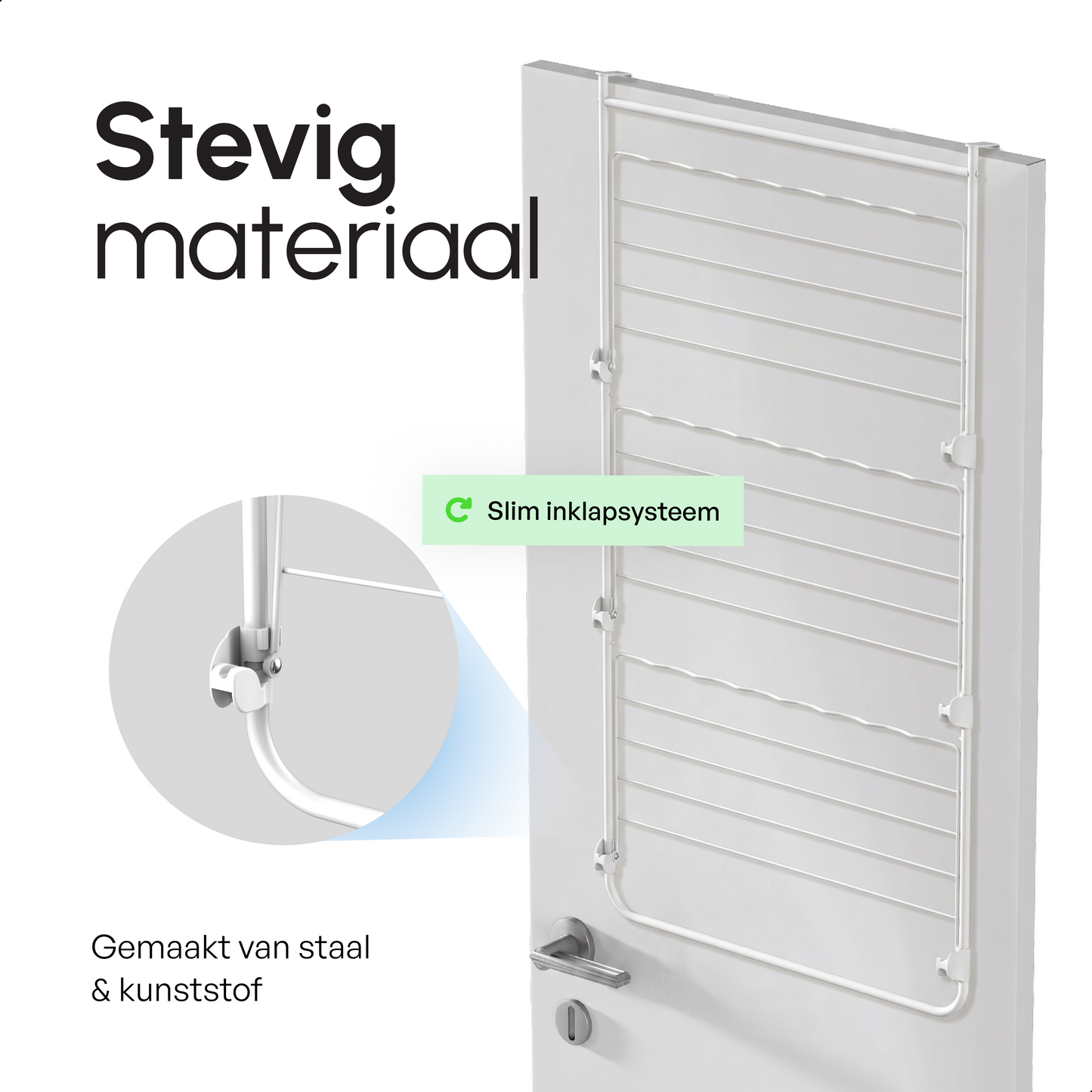Bodo® Droogrek Hangend - 10m - Ophangbaar aan Deur of Wand - Wit