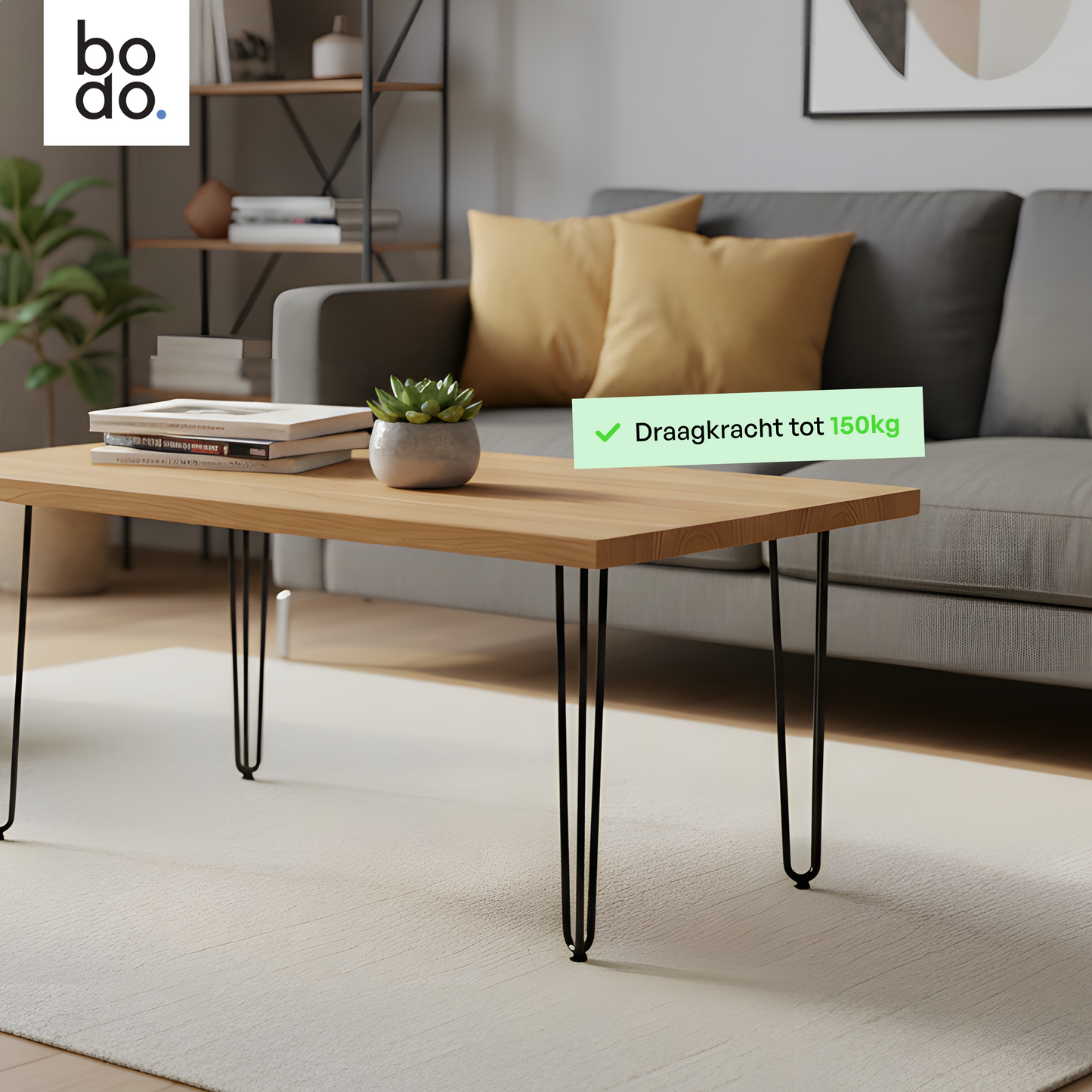 Bodo® Industriële Hairpin tafelpoten set 4 stuks – 40 cm – Zwart