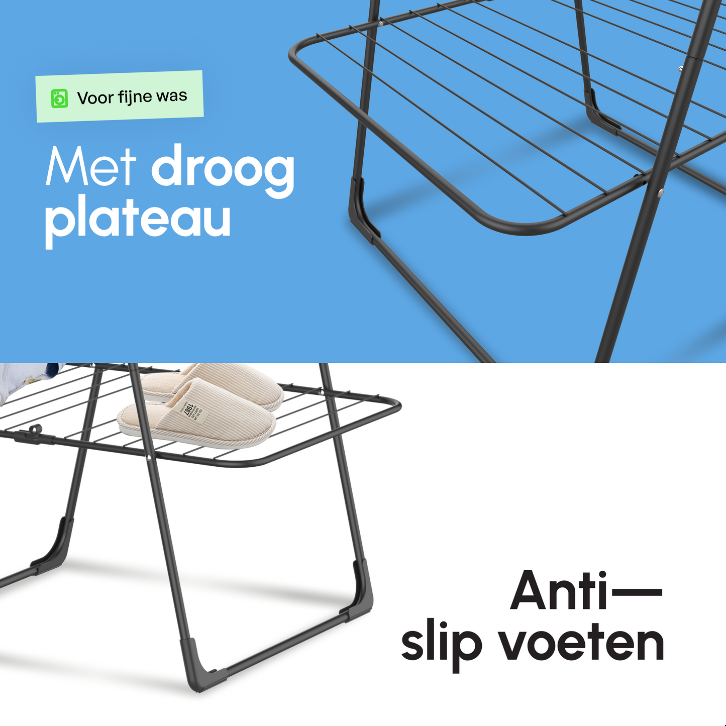 Bodo® Inklapbare Droogtoren – Staand Wasrek met 3 Niveaus - Zwart