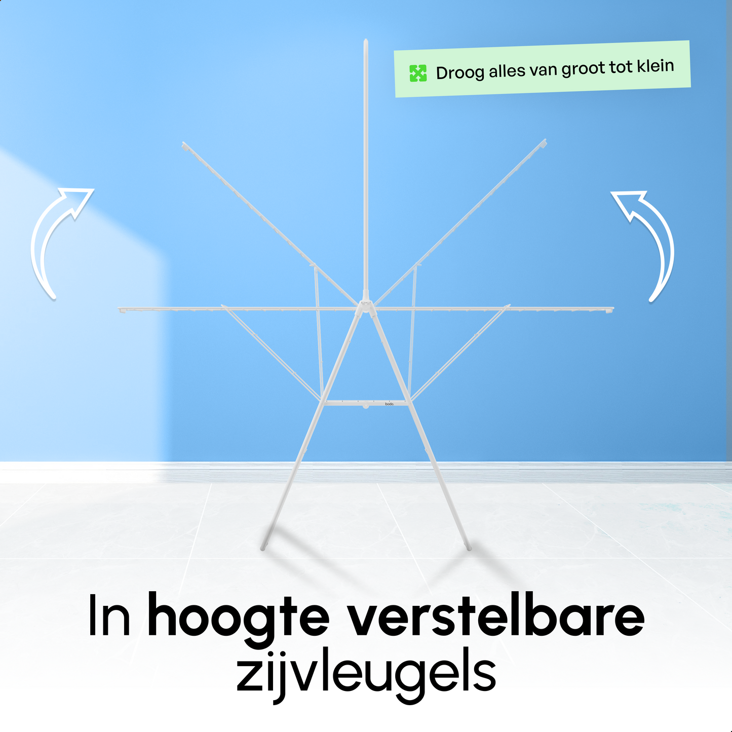 Wasrek - Droogrek Inklapbaar - 28 meter drooglengte - Zwart – Bodo