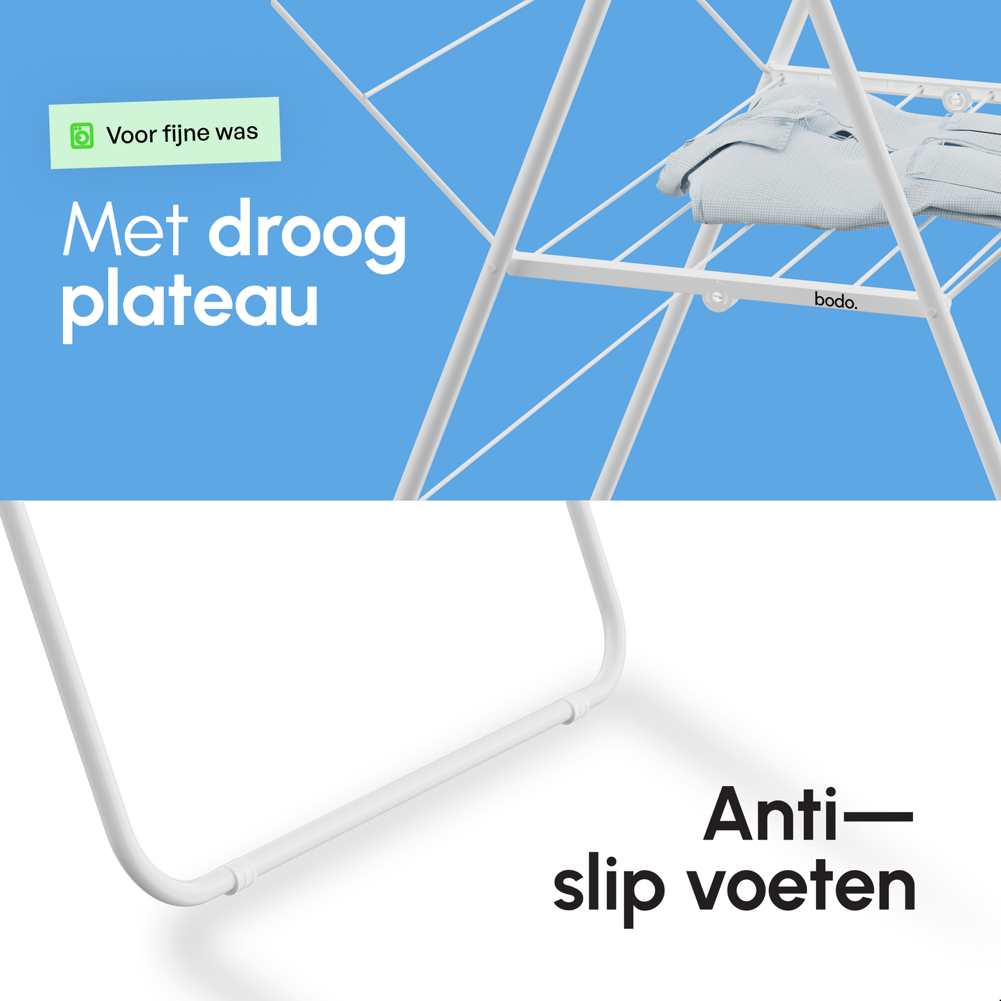 Wasrek - Droogrek Inklapbaar - 28 meter drooglengte - Wit – Bodo