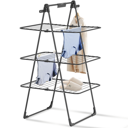 Bodo® Inklapbare Droogtoren – Staand Wasrek met 3 Niveaus - Zwart