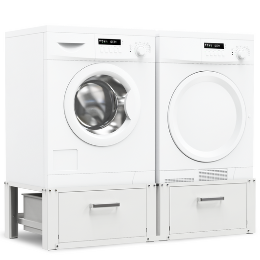 Wasophoogte® Wasmachine verhoger met lade - opbouwmeubel XL - Zwart - Universeel - 63 * 63 (LxB) - Inclusief wandbeugels