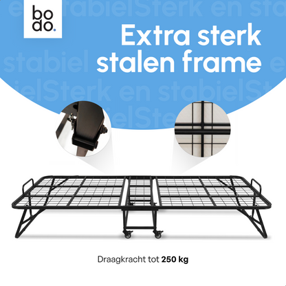 Logeerbed 120×200 met Matras - Vouwbed - Luxe - Tot 250 kg - Zwart - Bodo