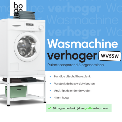Bodo® -  Wasmachine Verhoger Met Uitschuifbare plank - Wit - Beschadigd/geretourneerd