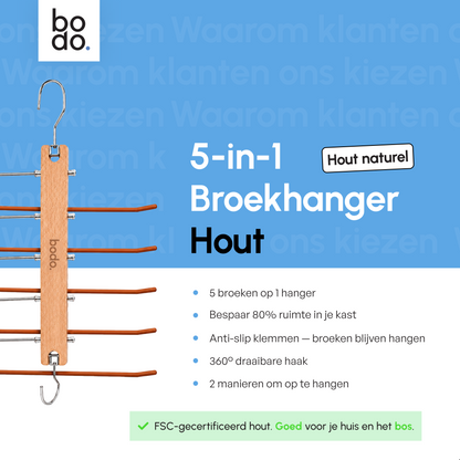 Broekhanger - 2 stuk - Hout- Bodo
